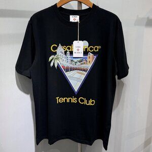 Casablanca Tennis Club Icon Print Black T-Shirt